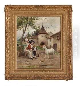 Feeding The Goats by Emile Auguste Pinchart