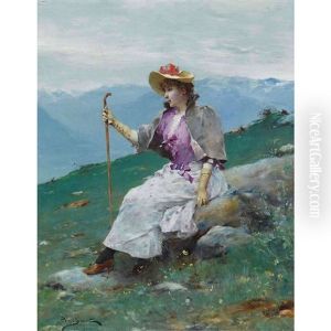 Elegante A La Montagne by Emile Auguste Pinchart