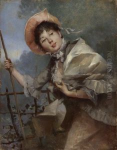 Bildnis Einer Jungen Dame Als Schaferin by Emile Auguste Pinchart