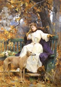 Jeune Femme Pensive Au Levrier