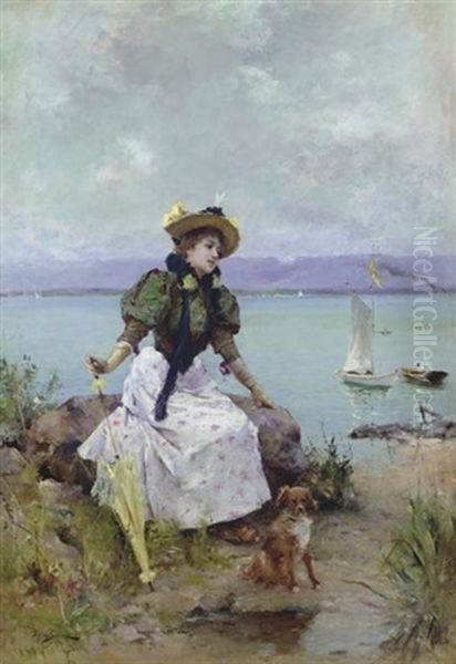 A Young Girl With A Parasol - view 1