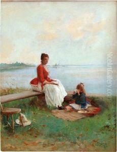 Frau Mit Kind Am See Frau Mit Kind Am See
