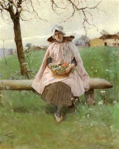 The Flower Gatherers by Emile Auguste Pinchart
