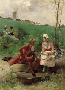 The Lover's Exchange by Emile Auguste Pinchart