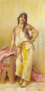 Jeune Bedouine Au Gueridon by Emile Auguste Pinchart