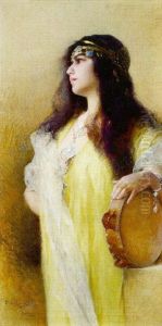 Jeue Tunisienne Au Tambourin by Emile Auguste Pinchart