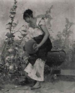 Fanciulla In Giardino by Emile Auguste Pinchart