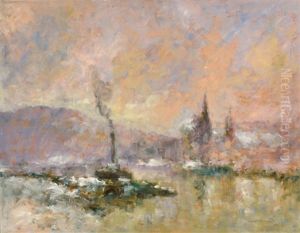 La Seine A Rouen Par Temps De Neige by Robert Antoine Pinchon