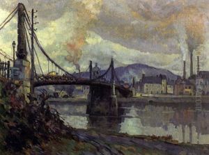 Le Pont Suspendu A Elbeuf by Robert Antoine Pinchon