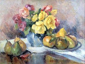 Nature Morte Aux Poires Et Aux Fleurs