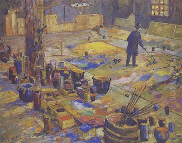 Le Peintre Dans L'atelier De Decor Du Theatre De Rouen - view 1