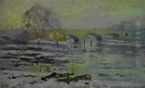 La Seine A Rouen Et Le Pont Corneille Sous La Neige by Robert Antoine Pinchon