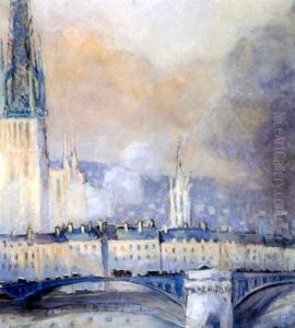 Rouen, Le Pont De Pierre. Brume Du Soir by Robert Antoine Pinchon