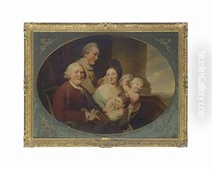 A Group Portrait, Thought To Be Richard Bentley (1708-1782), His Son By His First Wife, His Second Wife And Their Daughters On A Portico...