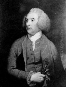 Portrait Of A Gentleman Wearing A Fawn Coat And Holding His Cane And Gloves by Robert Edge Pine