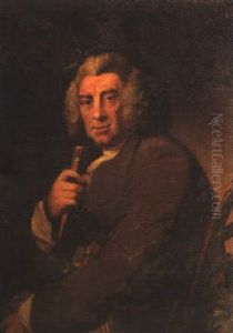 Portrait Of Edward Athawes Seated Wearing A Brown Coat And Holding A Stick