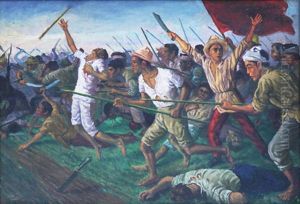 Study In Oil On Canvas, For The Philippine Revolution by Jorge Pineda