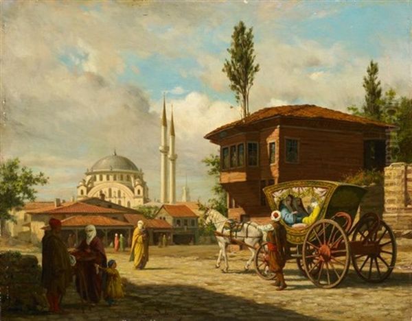 Partie In Istanbul Mit Der Eyup-sultan-moschee Im Hintergrund - view 1