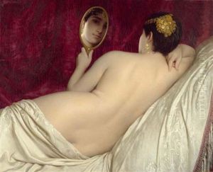 Frauenakt Mit Spiegel by Louis Emile Pinel De Grandchamp