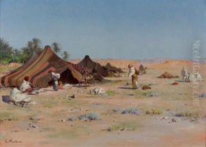 Campement De Nomades, Pres De Biskra by Gustave Nicolas Pinel