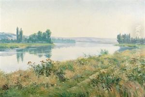 "laguna Con Campo De Flores"