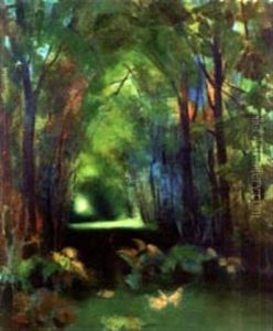 Sous-bois Aux Fougeres by Jean Robert Pinet