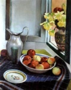 Nature Morte A La Nappe A Carreaux by Jean Robert Pinet