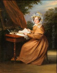 Portrait De Femme Assise Dans Un Paysage