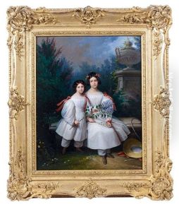Portrait De Deux Soeurs Dans Un Jardin