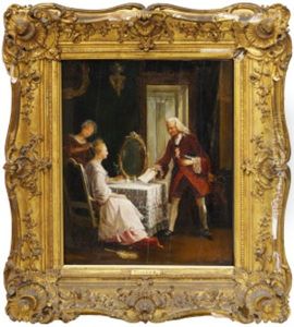A Lady Being Attended To At Her Dressing Table