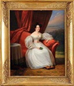 Portrait De La Soeur De Madame P.a. Godart Desmaret Devant Le Chateau De Baccarat