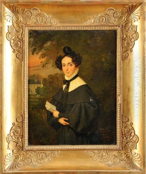 Portrait De Madame Pierre Antoine Godard Desmaret, Epouse Du Proprietaire Des Cristalleries De Baccarat - view 1