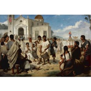 Procesion De La Virgen by Edouard Pingret