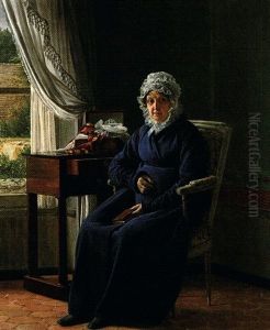 Portrait De Femme Dans Un Interieur by Edouard Pingret