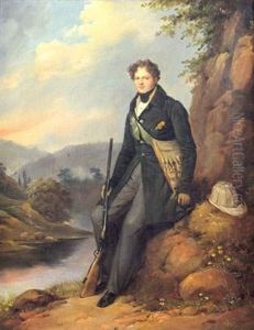 Chasseur Devant Un Paysage De Riviere