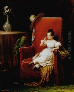 Jeune Fille Assise by Edouard Pingret