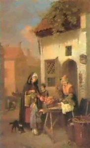 Bij De Fruitverkoopster by Josef Pinnoy