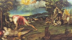 Allegoria Col Carro Di Apollo Nel Cielo by Marco da Siena Pino