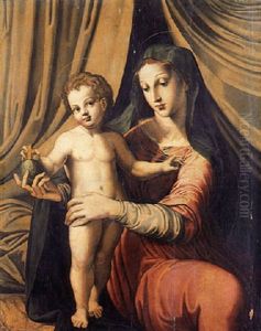 The Madonna And Child Before A Curtain by Marco da Siena Pino