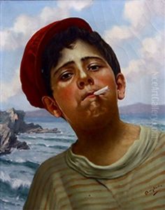 Portrait D'un Jeune Homme A La Cigarette by Luis Anglada Pinto