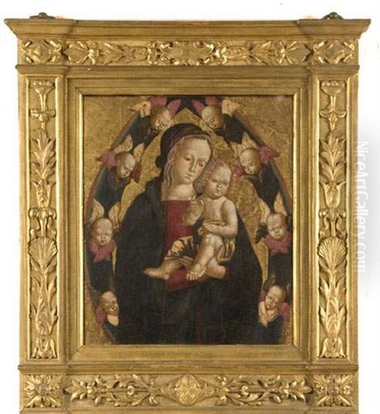 Vierge A L'enfant Dans Une Mandorle D'anges - view 1
