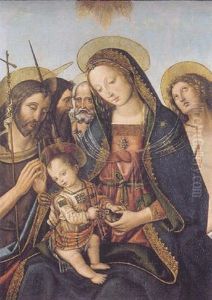 Vierge A L'enfant Avec Les Saint Jean-baptiste, Sebastien, Pierre Et Paul by Bernardino di Betto (Pinturicchio)