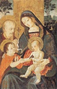 Holy Family With The Infant Saint John The Baptist by Bernardino di Betto (Pinturicchio)