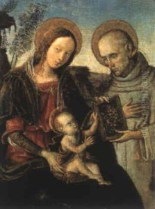 La Madonna Con Bambino, Cui San Bernardino Offre Il Suo     Libro