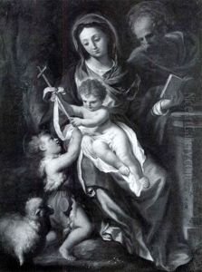 The Holy Family With The Infant Saint John The Baptist by Anton Maria Piola