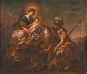 Madonna Con Bambino E San Giorgio Con Lo Scudo Di Genova by Domenico Piola