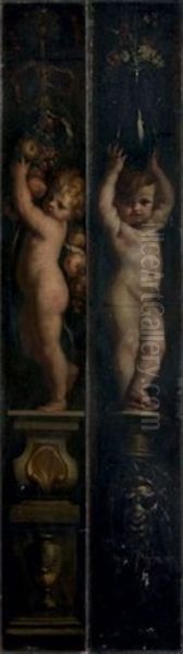 Putto Portant Des Fleurs (+ Putto Portant Des Fruits; Pair) - view 1