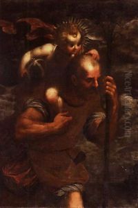Saint Christophe Portant L'enfant Jesus by Domenico Piola