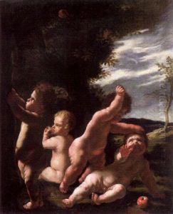 Putti Bei Der Apfelernte by Domenico Piola