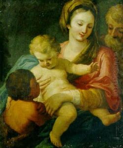 The Holy Family With The Infant Saint John The Baptist by Domenico Piola